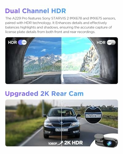 Comparison of HDR on and off with 2K rear cam image quality.